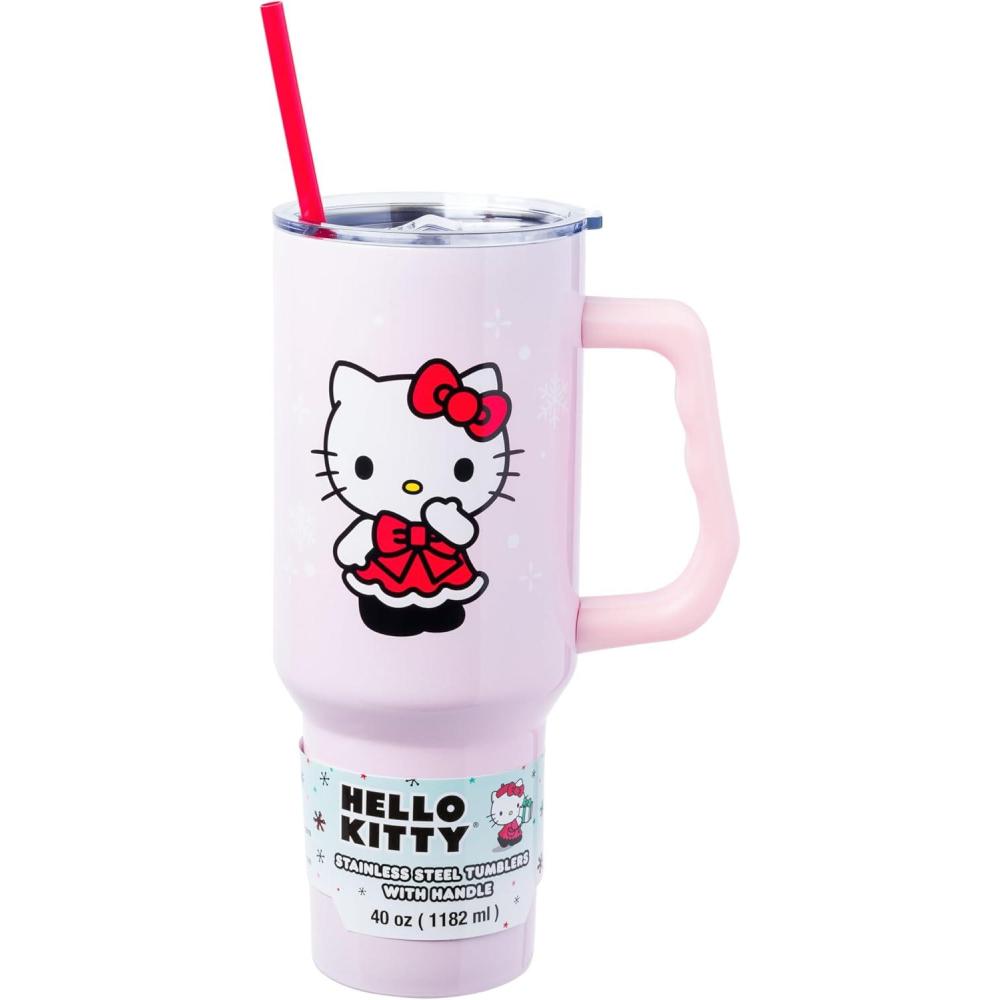 imageSilver Buffalo Care Bears Grumpy Bear Like I Care Stainless Steel Tumbler with Handle and Straw Fits in Standard Cup Holder 40 OuncesHello Kitty Christmas Red Bow Dress