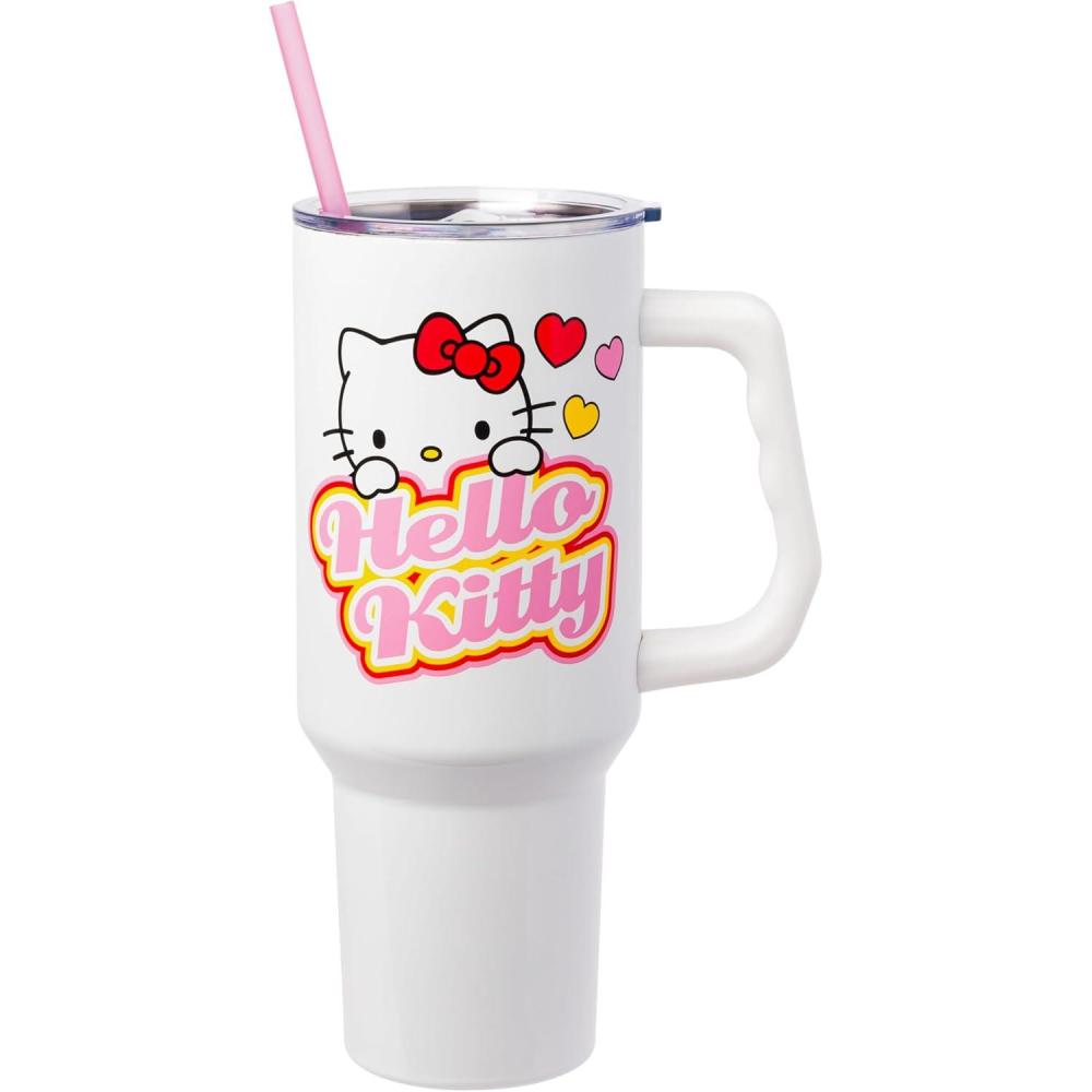 imageSilver Buffalo Care Bears Grumpy Bear Like I Care Stainless Steel Tumbler with Handle and Straw Fits in Standard Cup Holder 40 OuncesHello Kitty Name