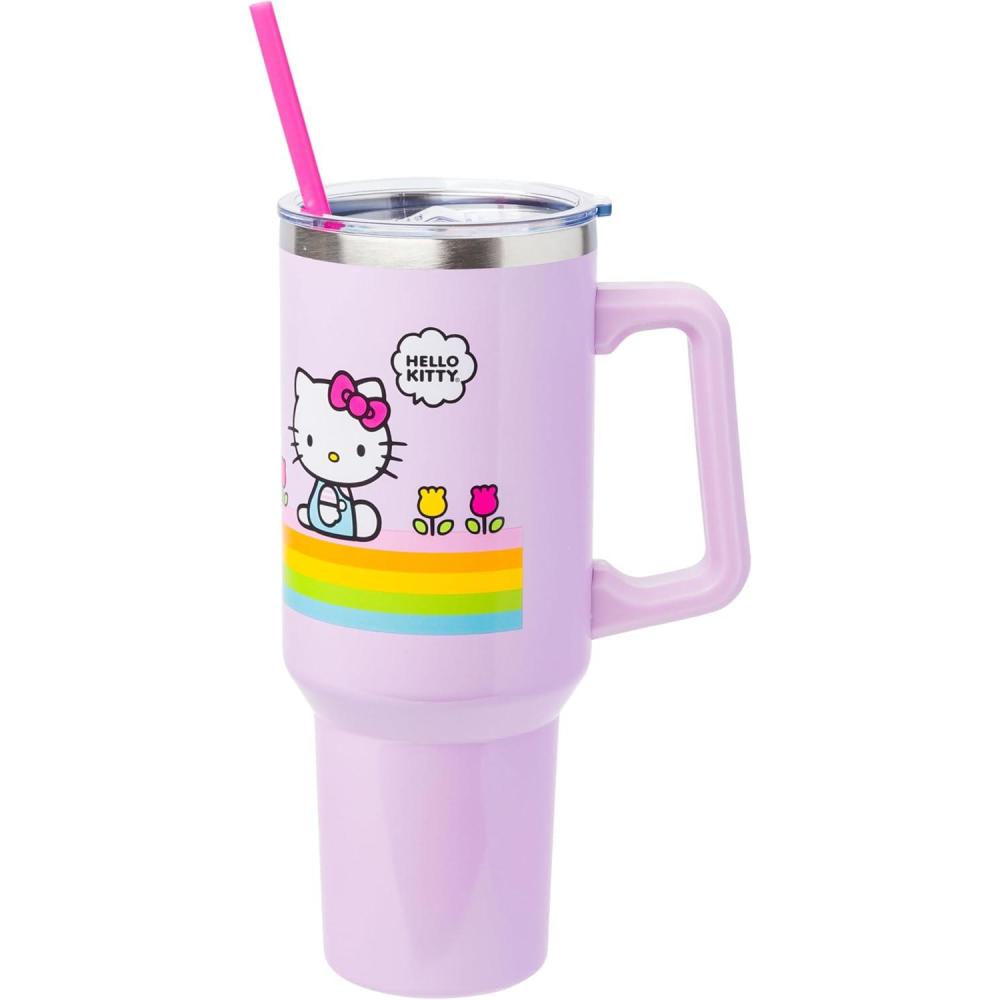 imageSilver Buffalo Care Bears Grumpy Bear Like I Care Stainless Steel Tumbler with Handle and Straw Fits in Standard Cup Holder 40 OuncesHello Kitty Spring and Summer