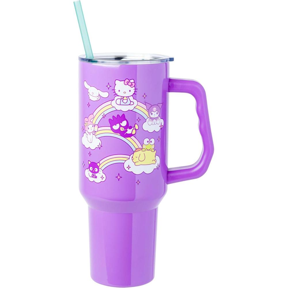 imageSilver Buffalo Care Bears Grumpy Bear Like I Care Stainless Steel Tumbler with Handle and Straw Fits in Standard Cup Holder 40 OuncesHello Kitty and Friends Sliding Rainbow