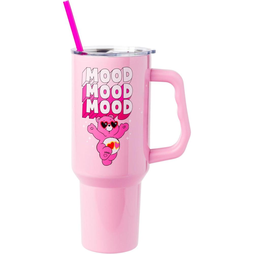 imageSilver Buffalo Care Bears Grumpy Bear Like I Care Stainless Steel Tumbler with Handle and Straw Fits in Standard Cup Holder 40 OuncesLoveALot Care Bear Mood