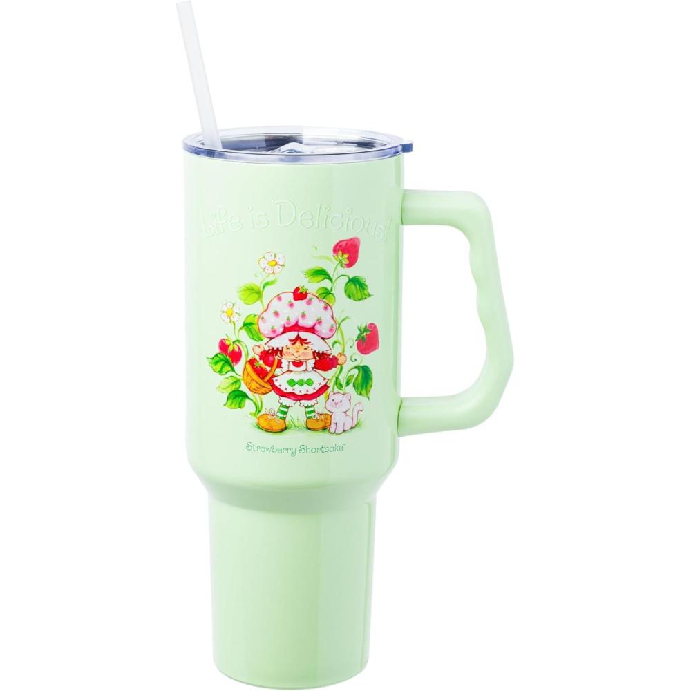 imageSilver Buffalo Care Bears Grumpy Bear Like I Care Stainless Steel Tumbler with Handle and Straw Fits in Standard Cup Holder 40 OuncesStrawberry Shortcake Life is Delicious