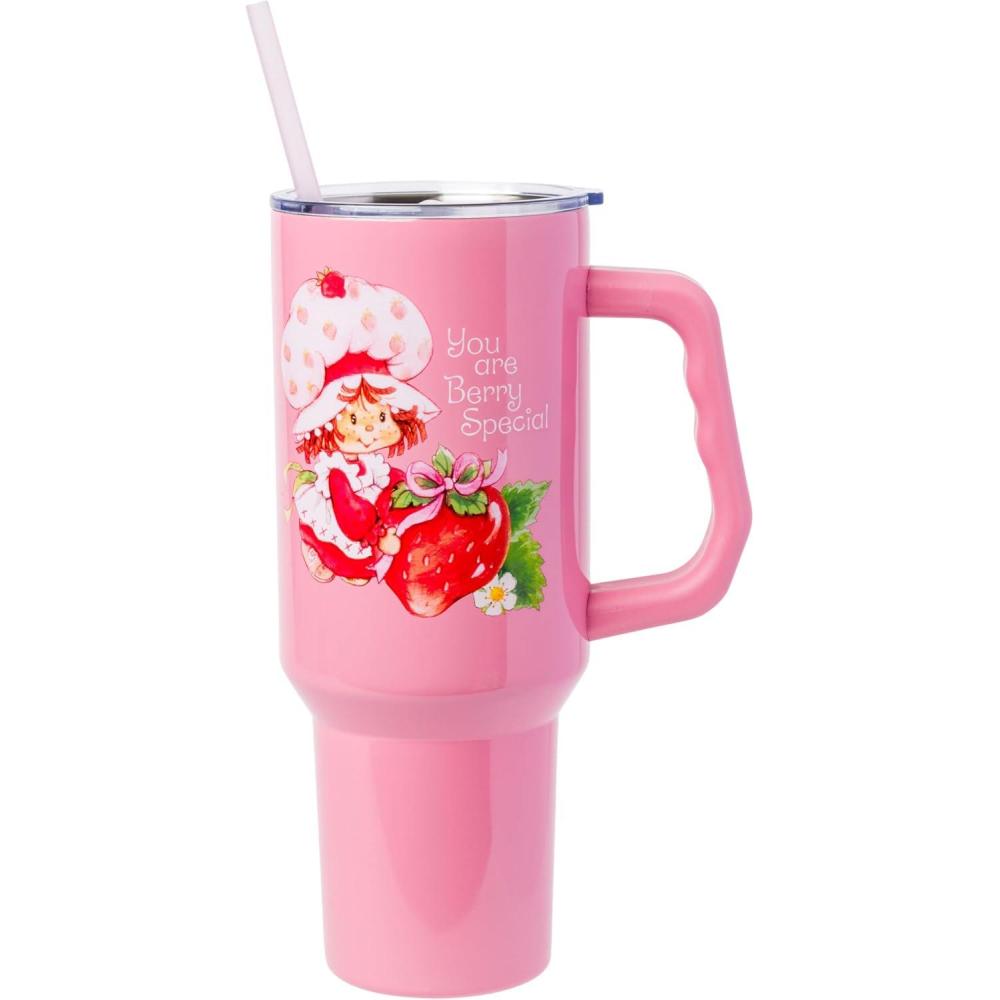 imageSilver Buffalo Care Bears Grumpy Bear Like I Care Stainless Steel Tumbler with Handle and Straw Fits in Standard Cup Holder 40 OuncesStrawberry Shortcake You Are Berry Special Pink