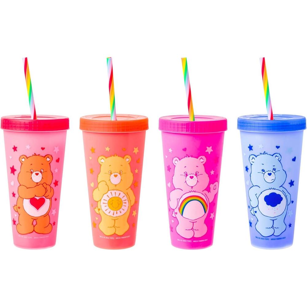 imageSilver Buffalo Disney Lilo and Stitch Angel Coconut Flowers 2 Pack Color Change Plastic Tumbler 24OunceCare Bears Hearts and Stars