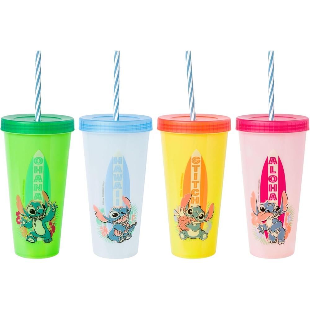 imageSilver Buffalo Disney Lilo and Stitch Angel Coconut Flowers 2 Pack Color Change Plastic Tumbler 24OunceLilo and Stitch Surfboard