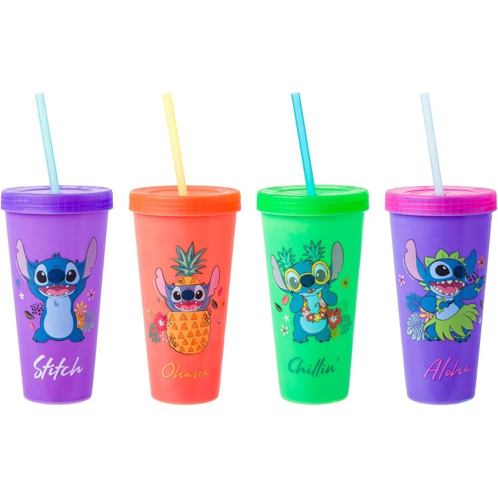 imageSilver Buffalo Disney Lilo and Stitch Angel Coconut Flowers 2 Pack Color Change Plastic Tumbler 24OunceLilo and Stitch Tropical Poses