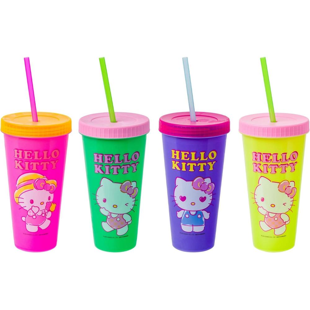 imageSilver Buffalo Disney Lilo and Stitch Angel Coconut Flowers 2 Pack Color Change Plastic Tumbler 24OunceSanrio Hello Kitty Garden Doodle