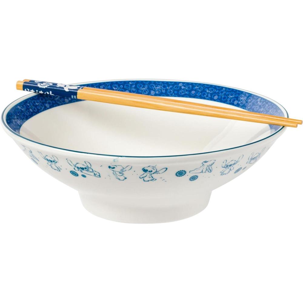 imageSilver Buffalo Disney Lilo and Stitch Hands Up Leaves and Flowers Ceramic Ramen Noodle Rice Bowl with Chopsticks and Spoon Microwave Safe 20 OuncesLilo and Stitch Watercolor Stitch Big