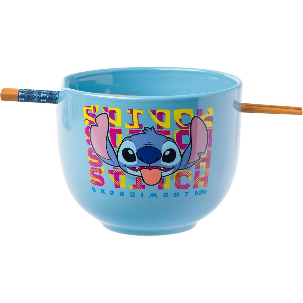 imageSilver Buffalo Disney Lilo and Stitch Hands Up Leaves and Flowers Ceramic Ramen Noodle Rice Bowl with Chopsticks and Spoon Microwave Safe 20 OuncesLilo and Stitch Experiment 626