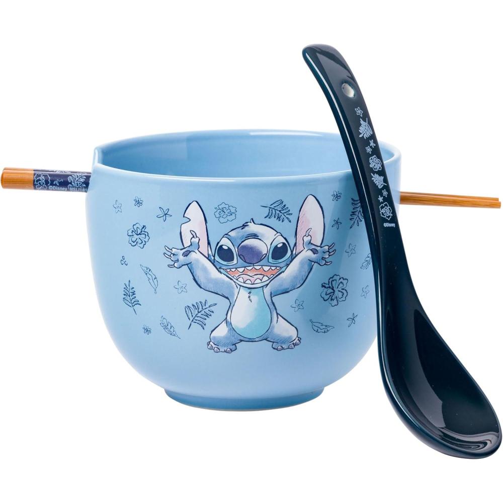imageSilver Buffalo Disney Lilo and Stitch Hands Up Leaves and Flowers Ceramic Ramen Noodle Rice Bowl with Chopsticks and Spoon Microwave Safe 20 OuncesLilo and Stitch Hands Up Spoon
