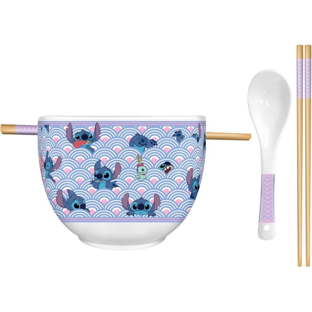 imageSilver Buffalo Disney Lilo and Stitch Hands Up Leaves and Flowers Ceramic Ramen Noodle Rice Bowl with Chopsticks and Spoon Microwave Safe 20 OuncesLilo and Stitch Waves Spoon B