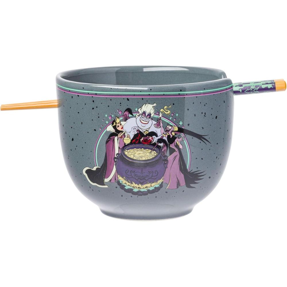 imageSilver Buffalo Disney Lilo and Stitch Hands Up Leaves and Flowers Ceramic Ramen Noodle Rice Bowl with Chopsticks and Spoon Microwave Safe 20 OuncesUrsula  Evil Queen  and Yzma
