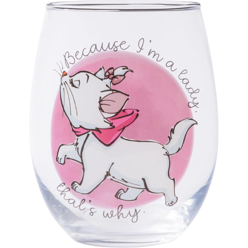 imageSilver Buffalo Disney Mickey and Minnie Classic Heart Glitter Stemless Wine Glass 20 OuncesAristocrats Marie Im a Lady