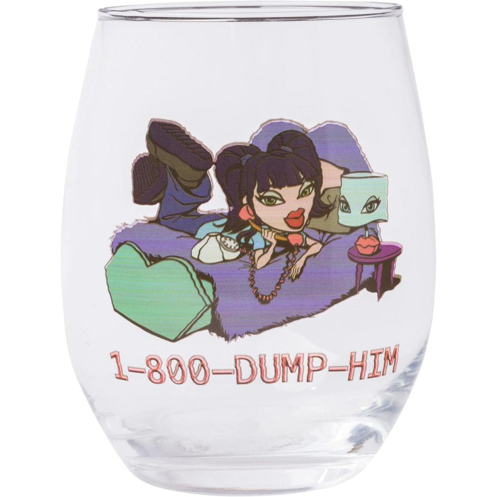 imageSilver Buffalo Disney Mickey and Minnie Classic Heart Glitter Stemless Wine Glass 20 OuncesBratz