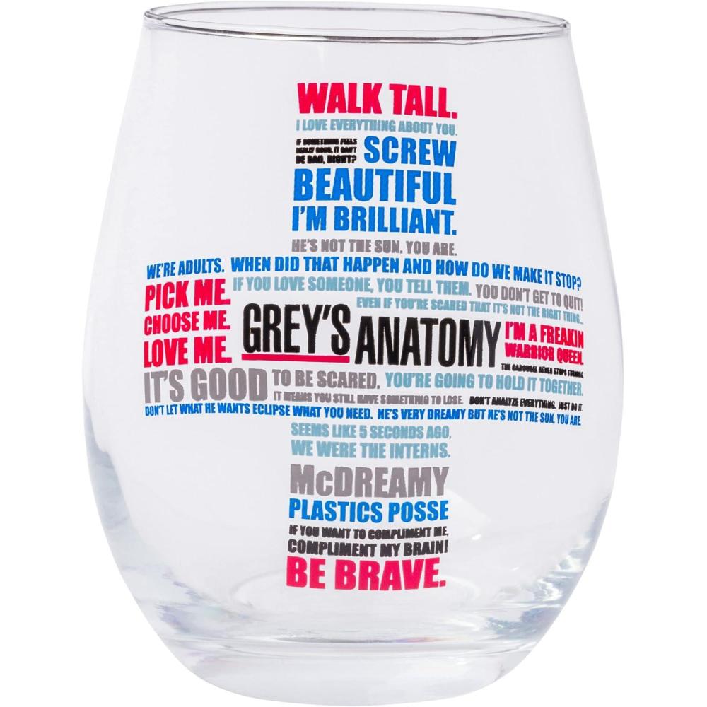 imageSilver Buffalo Disney Mickey and Minnie Classic Heart Glitter Stemless Wine Glass 20 OuncesGreys Anatomy