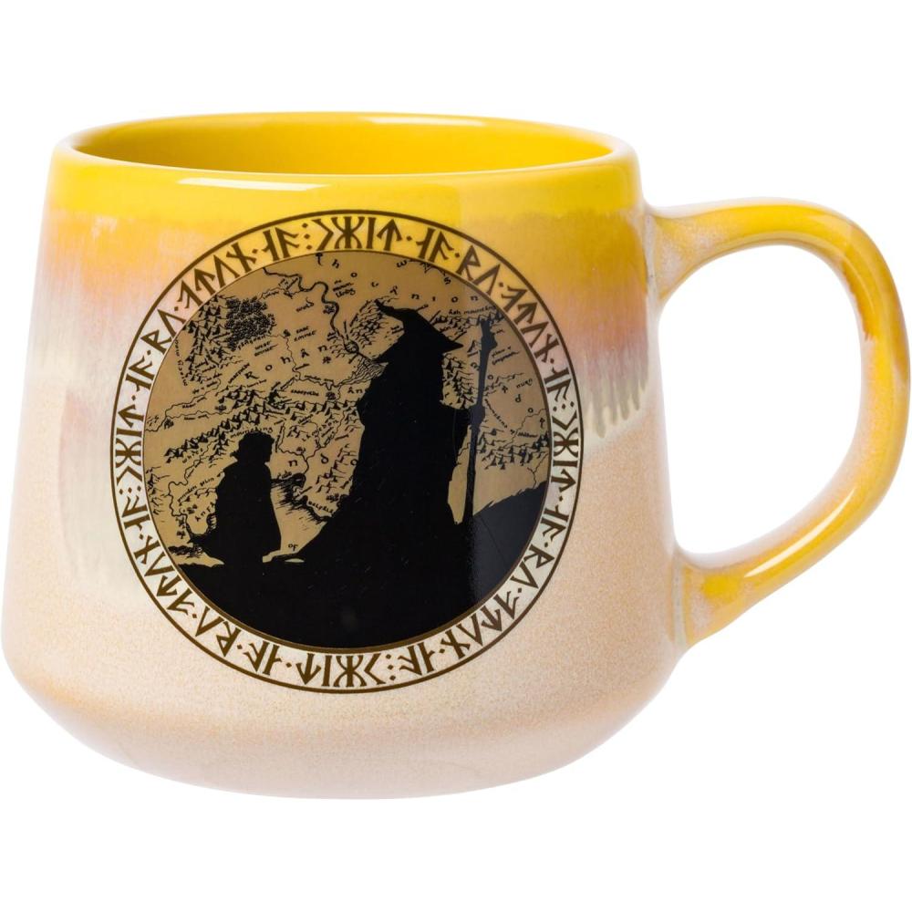 imageSilver Buffalo Lord of The Rings Elven Text High Gloss Reactive Glaze Tapered Pottery Mug18 OuncesMulticolor