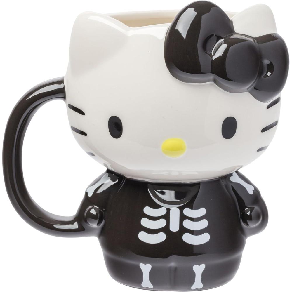 imageSilver Buffalo Sanrio Hello Kitty Pink Bow Ceramic 3D Sculpted Mug 20 OuncesHalloween Skeleton Costume