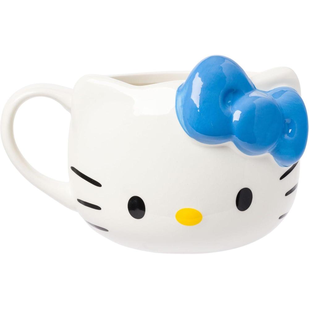 imageSilver Buffalo Sanrio Hello Kitty Pink Bow Ceramic 3D Sculpted Mug 20 OuncesHello Kitty Blue Bow