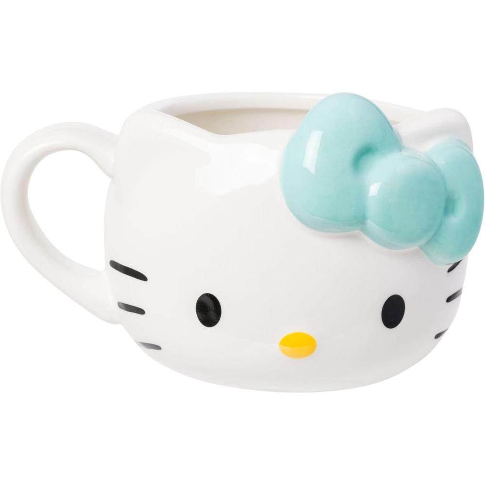 imageSilver Buffalo Sanrio Hello Kitty Pink Bow Ceramic 3D Sculpted Mug 20 OuncesHello Kitty Light Blue Bow