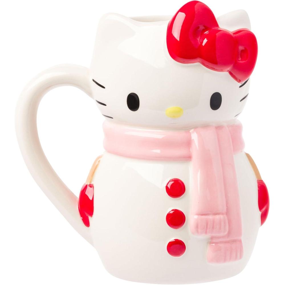 imageSilver Buffalo Sanrio Hello Kitty Pink Bow Ceramic 3D Sculpted Mug 20 OuncesHello Kitty Snow Man