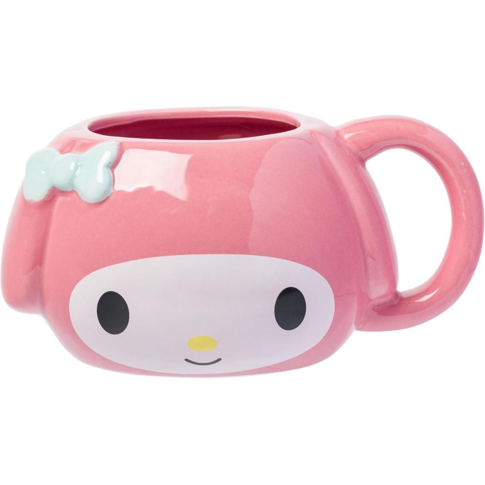 imageSilver Buffalo Sanrio Hello Kitty Pink Bow Ceramic 3D Sculpted Mug 20 OuncesMy Melody