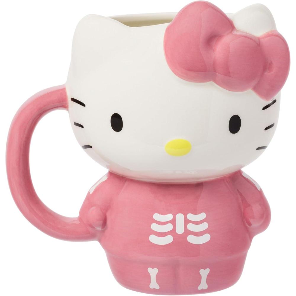 imageSilver Buffalo Sanrio Hello Kitty Pink Bow Ceramic 3D Sculpted Mug 20 OuncesSanrio Hello Kitty Halloween Spooky Pink Skeleton