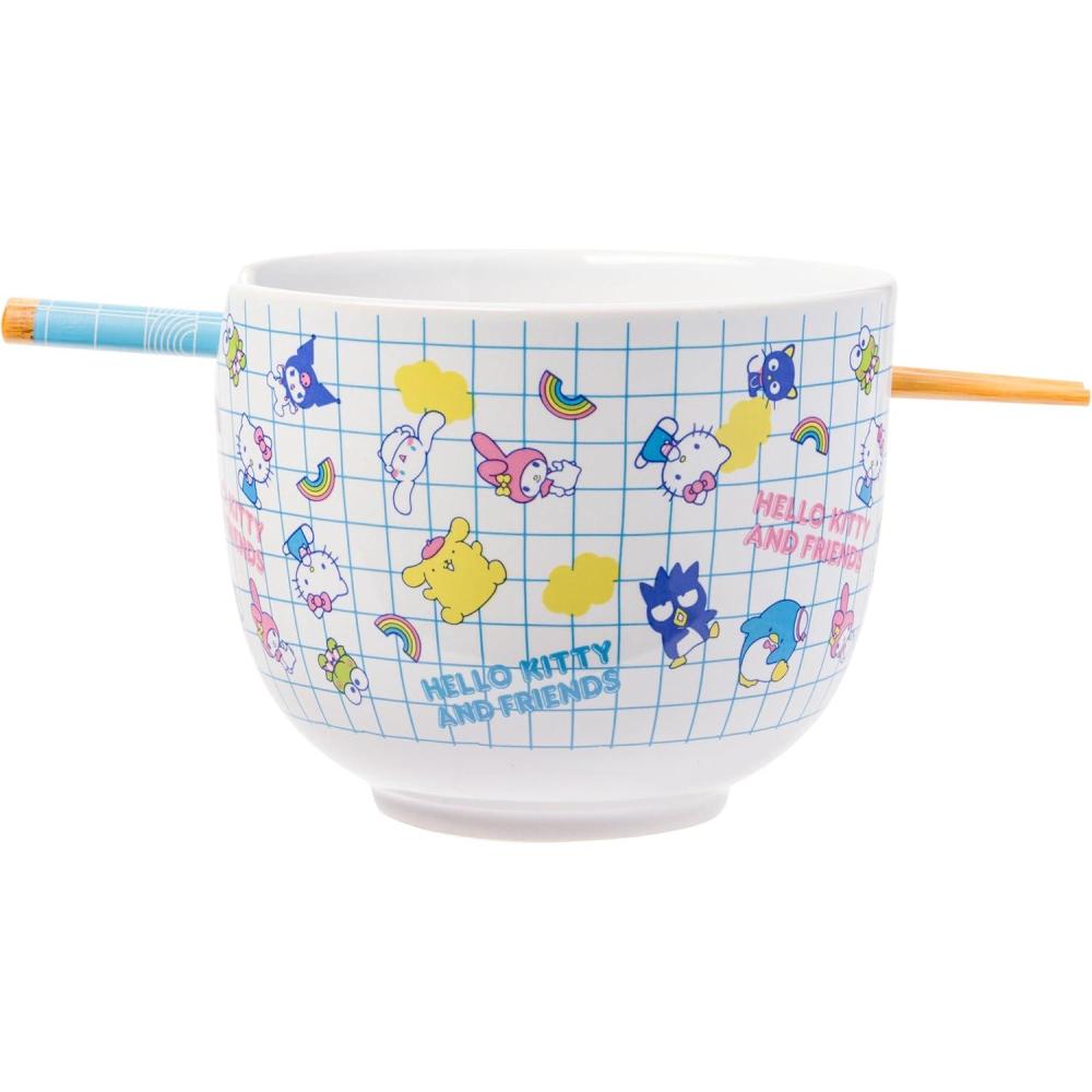 imageSilver Buffalo Sanrio Hello Kitty and Friends Kuromi Ceramic Ramen Noodle Rice Bowl with Chopsticks Microwave Safe 20 OuncesHello Kitty and Friends Graph