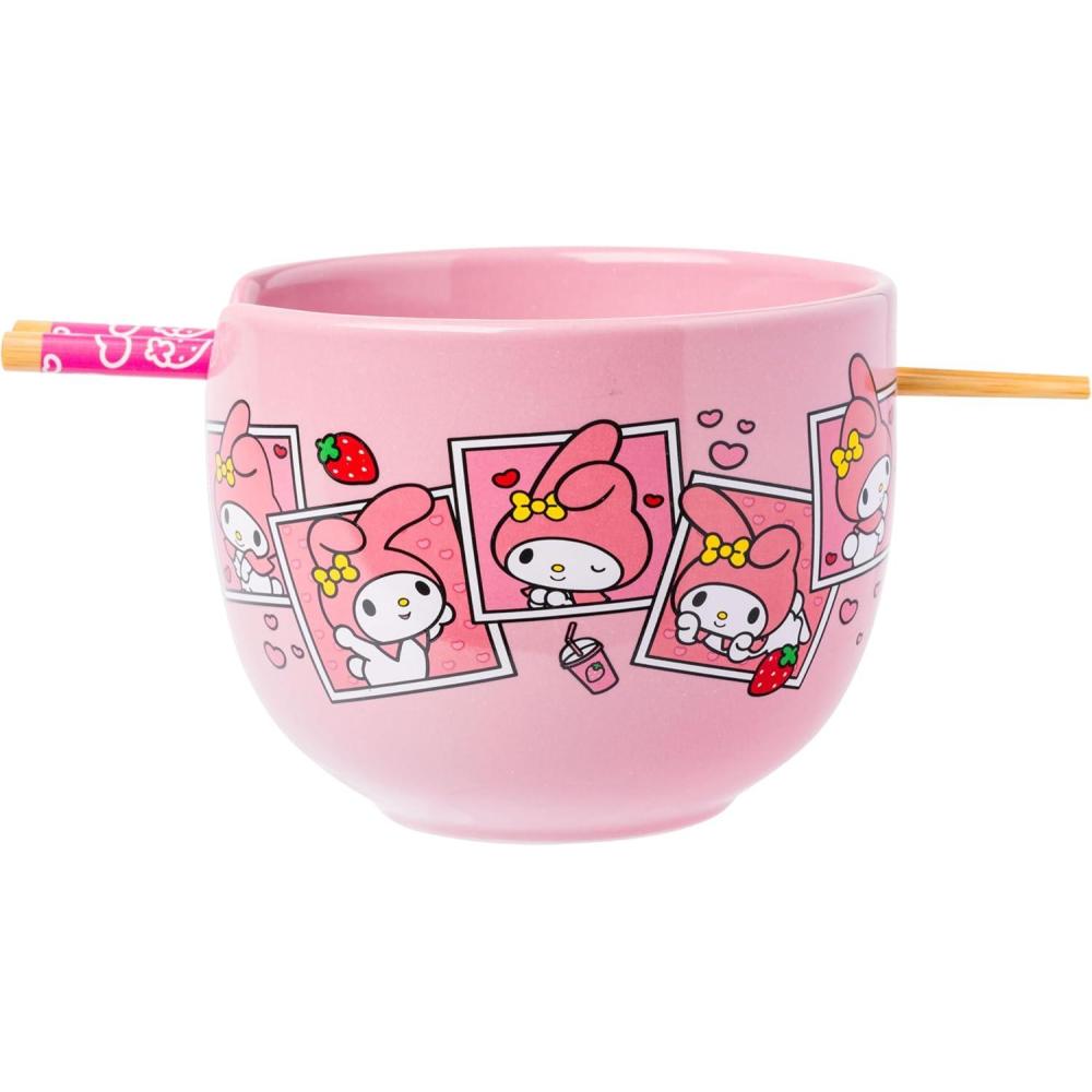 imageSilver Buffalo Sanrio Hello Kitty and Friends Kuromi Ceramic Ramen Noodle Rice Bowl with Chopsticks Microwave Safe 20 OuncesMy Melody Polaroids