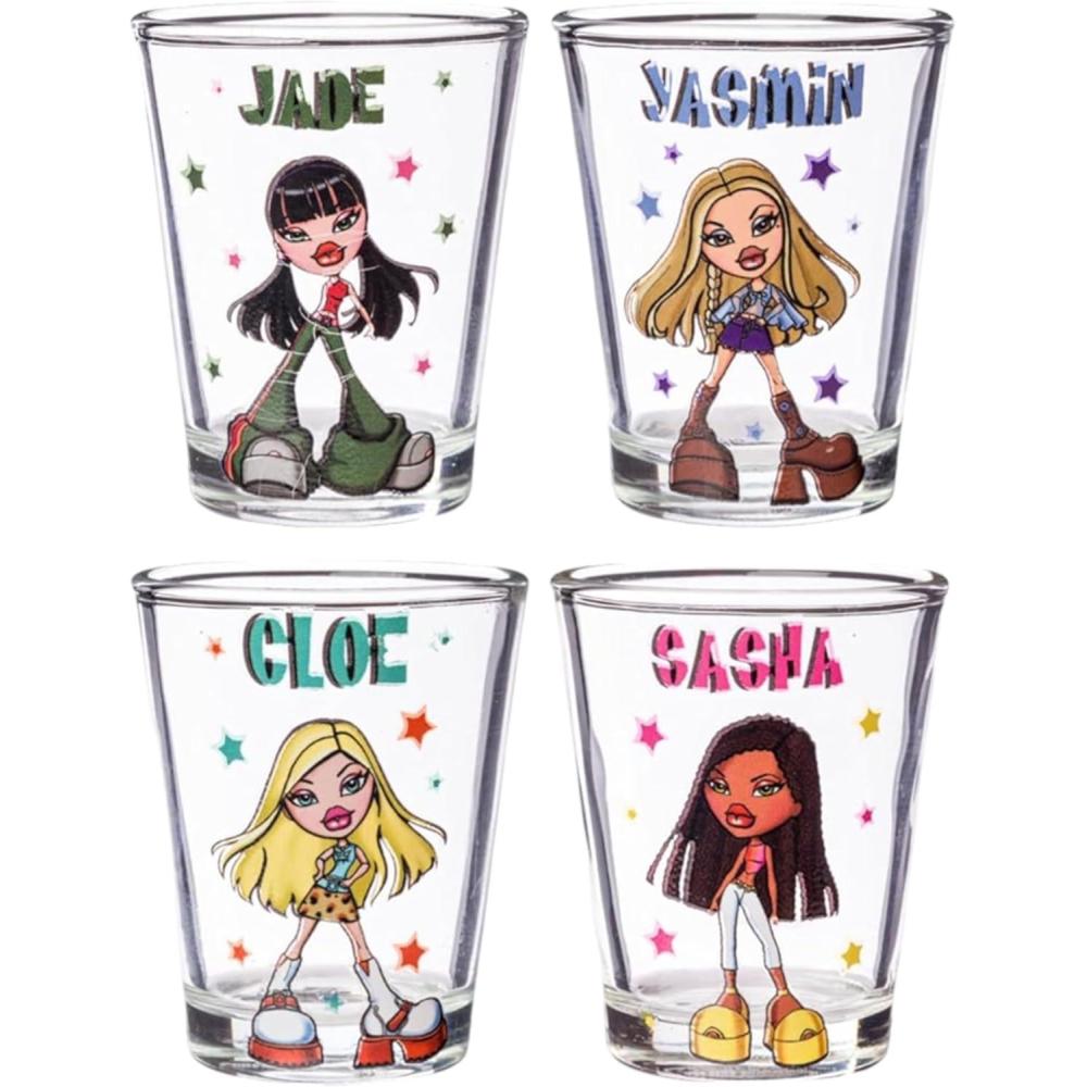 imageSilver Buffalo SpongeBob SquarePants Featuring Gary Poses Floral Krabby Patty 4 Pack Mini Glass Set 15 OuncesBratz Fashionista