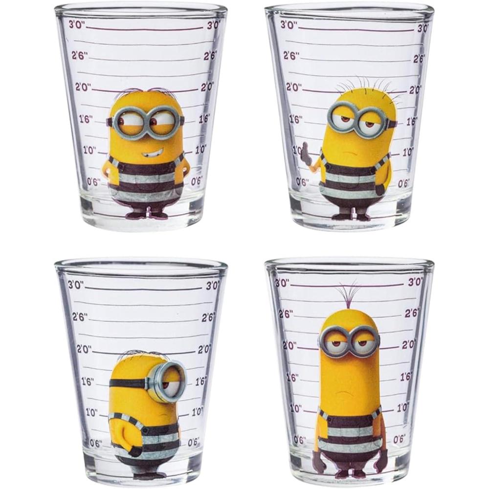imageSilver Buffalo SpongeBob SquarePants Featuring Gary Poses Floral Krabby Patty 4 Pack Mini Glass Set 15 OuncesPineapple House