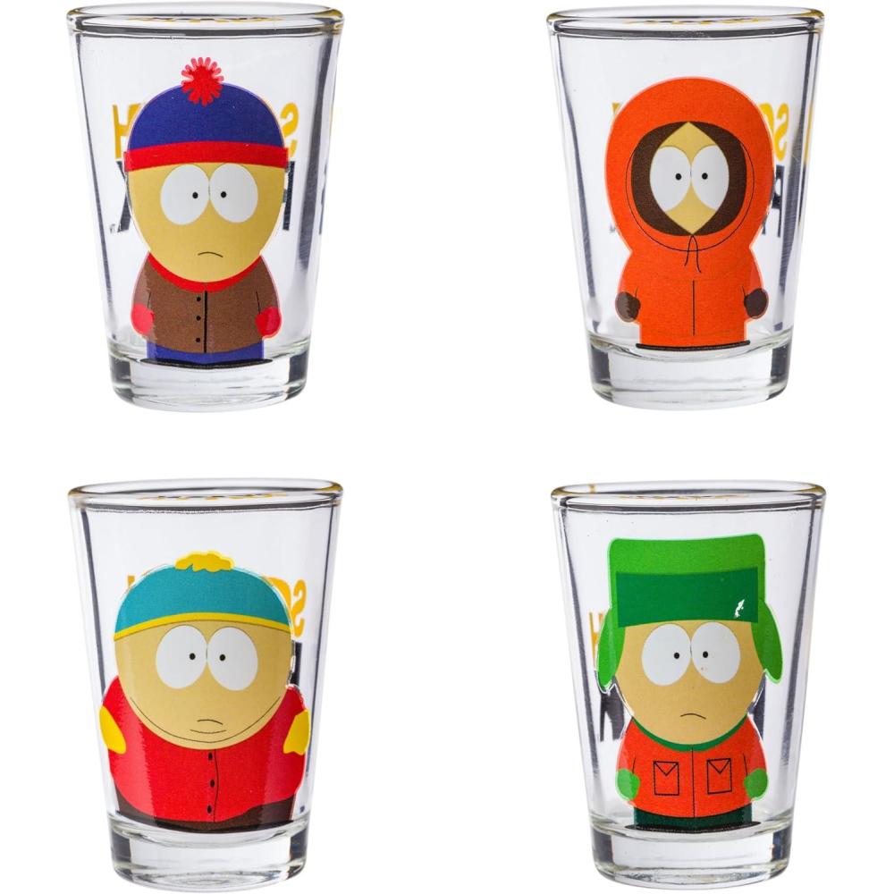 imageSilver Buffalo SpongeBob SquarePants Featuring Gary Poses Floral Krabby Patty 4 Pack Mini Glass Set 15 OuncesSouth Park Main Characters