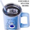 Silver Buffalo Care Bears Grumpy Bear Like I Care Stainless Steel Tumbler with Handle and Straw, Fits in Standard Cup Holder, 40 Ounces(Care Bears Grumpy Bear Like I Care)