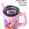 Silver Buffalo Care Bears Grumpy Bear Like I Care Stainless Steel Tumbler with Handle and Straw, Fits in Standard Cup Holder, 40 Ounces(Care Bears Halloween)