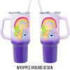 Silver Buffalo Care Bears Grumpy Bear Like I Care Stainless Steel Tumbler with Handle and Straw, Fits in Standard Cup Holder, 40 Ounces(Care Bears Rainbow)