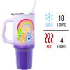 Silver Buffalo Care Bears Grumpy Bear Like I Care Stainless Steel Tumbler with Handle and Straw, Fits in Standard Cup Holder, 40 Ounces(Care Bears Rainbow)