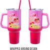Silver Buffalo Care Bears Grumpy Bear Like I Care Stainless Steel Tumbler with Handle and Straw, Fits in Standard Cup Holder, 40 Ounces(Care Bears x Strawberry Shortcake)