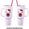Silver Buffalo Care Bears Grumpy Bear Like I Care Stainless Steel Tumbler with Handle and Straw, Fits in Standard Cup Holder, 40 Ounces(Hello Kitty Christmas Red Bow Dress)