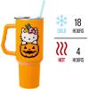 Silver Buffalo Care Bears Grumpy Bear Like I Care Stainless Steel Tumbler with Handle and Straw, Fits in Standard Cup Holder, 40 Ounces(Hello Kitty Jack-O-Lantern)