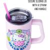 Silver Buffalo Care Bears Grumpy Bear Like I Care Stainless Steel Tumbler with Handle and Straw, Fits in Standard Cup Holder, 40 Ounces(Hello Kitty Kawaii Fruits)