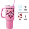 Silver Buffalo Care Bears Grumpy Bear Like I Care Stainless Steel Tumbler with Handle and Straw, Fits in Standard Cup Holder, 40 Ounces(Hello Kitty Leopard Heart)