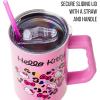 Silver Buffalo Care Bears Grumpy Bear Like I Care Stainless Steel Tumbler with Handle and Straw, Fits in Standard Cup Holder, 40 Ounces(Hello Kitty Leopard Heart)