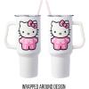 Silver Buffalo Care Bears Grumpy Bear Like I Care Stainless Steel Tumbler with Handle and Straw, Fits in Standard Cup Holder, 40 Ounces(Hello Kitty Skeleton)