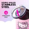 Silver Buffalo Care Bears Grumpy Bear Like I Care Stainless Steel Tumbler with Handle and Straw, Fits in Standard Cup Holder, 40 Ounces(Hello Kitty Waving)