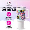 Silver Buffalo Care Bears Grumpy Bear Like I Care Stainless Steel Tumbler with Handle and Straw, Fits in Standard Cup Holder, 40 Ounces(Hello Kitty and Friends Stickers Decal Design)