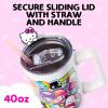 Silver Buffalo Care Bears Grumpy Bear Like I Care Stainless Steel Tumbler with Handle and Straw, Fits in Standard Cup Holder, 40 Ounces(Hello Kitty and Friends Stickers Decal Design)
