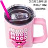 Silver Buffalo Care Bears Grumpy Bear Like I Care Stainless Steel Tumbler with Handle and Straw, Fits in Standard Cup Holder, 40 Ounces(Love-A-Lot Care Bear Mood)