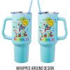 Silver Buffalo Care Bears Grumpy Bear Like I Care Stainless Steel Tumbler with Handle and Straw, Fits in Standard Cup Holder, 40 Ounces(Rainbow Brite and Twink)