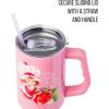 Silver Buffalo Care Bears Grumpy Bear Like I Care Stainless Steel Tumbler with Handle and Straw, Fits in Standard Cup Holder, 40 Ounces(Strawberry Shortcake You Are Berry Special Pink)