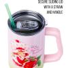 Silver Buffalo Care Bears Grumpy Bear Like I Care Stainless Steel Tumbler with Handle and Straw, Fits in Standard Cup Holder, 40 Ounces(Strawberry Shortcake You Are Berry Special Ombre)