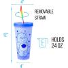 Silver Buffalo Disney Lilo and Stitch Angel Coconut Flowers 2 Pack Color Change Plastic Tumbler, 24-Ounce(Care Bears Hearts and Stars)